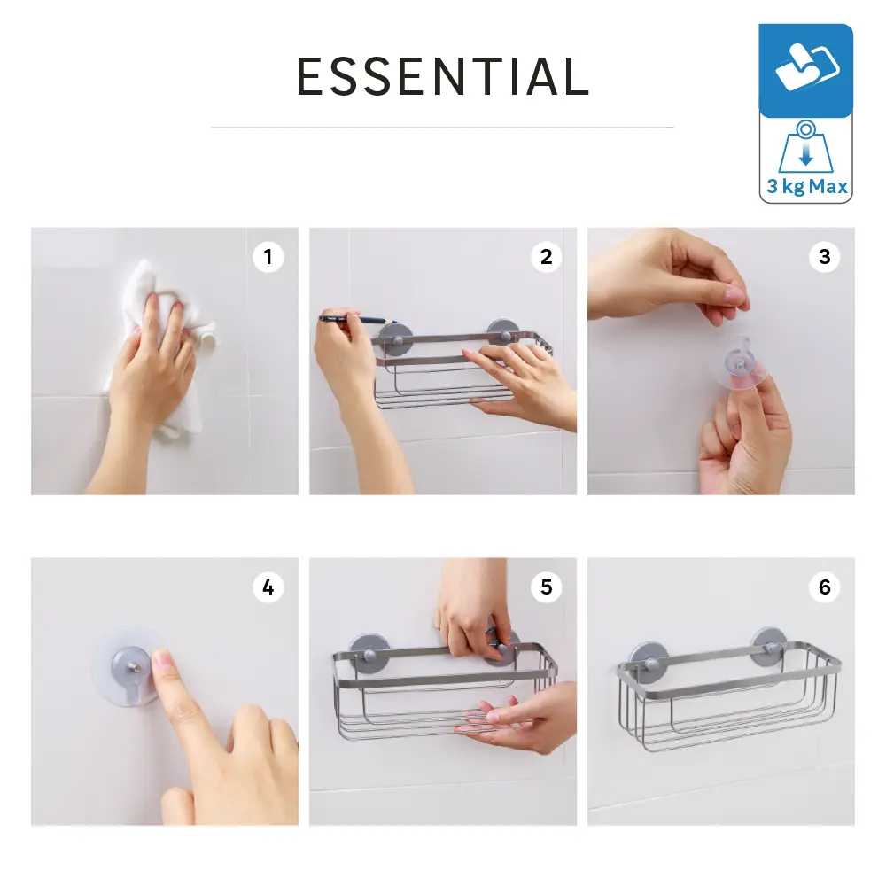 Полка для ванной прямоугольная Sensea Essential цвет хром 82667493 STLM-2052655 - Вид №4