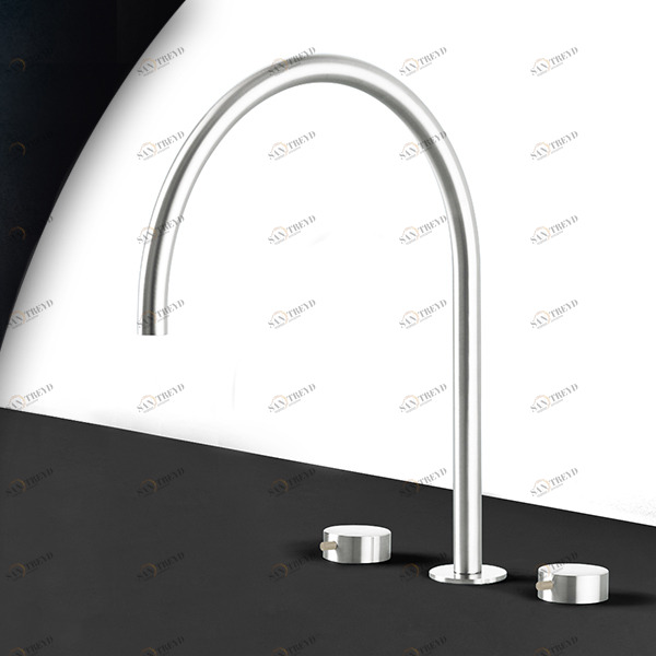 Смеситель для раковины сталь глянцевая с бежевой ручкой Toki Radomonte TKI26LCIL38