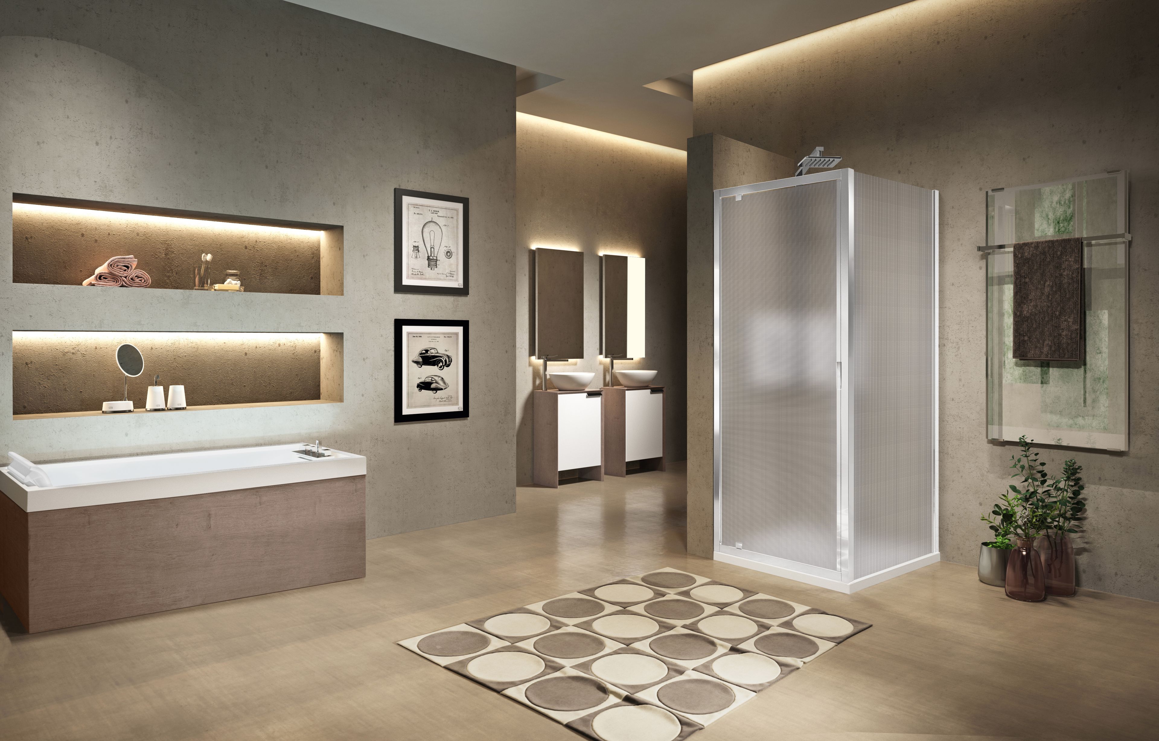 Угловая душевая кабина с распашной дверью Novellini Lunes ARCH-00136735