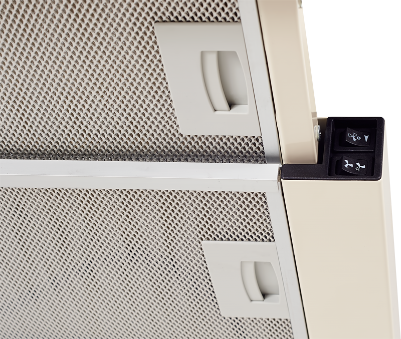 SLIMLUX II 90 Bronze Встраиваемая вытяжка, ширина 90 см, отвод/рециркуляция, 550 м3/час, механическое управление, 3 скорости, освещение 2х40 вт, металлические жироулавливающие фильтры, угольный фильтр с3с (опция), 38-54 дб, цвет бежевый/бронза (португалия Santreyd  - Вид №2