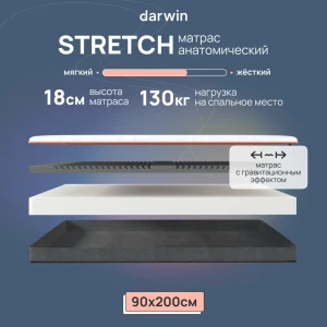 91594871 Матрас Darwin Stretch 90x200x18 см беспружинный, односпальный STLM-1042959
