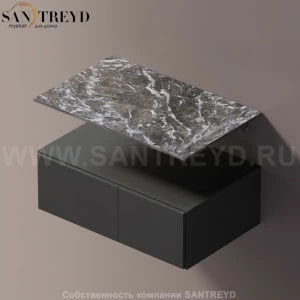 Agape ELL Подвесная столешница с возможностью установки 1-2 раковины. Размер: длина 80 см. Отделка: серый мрамор AELLN1MCC080KD