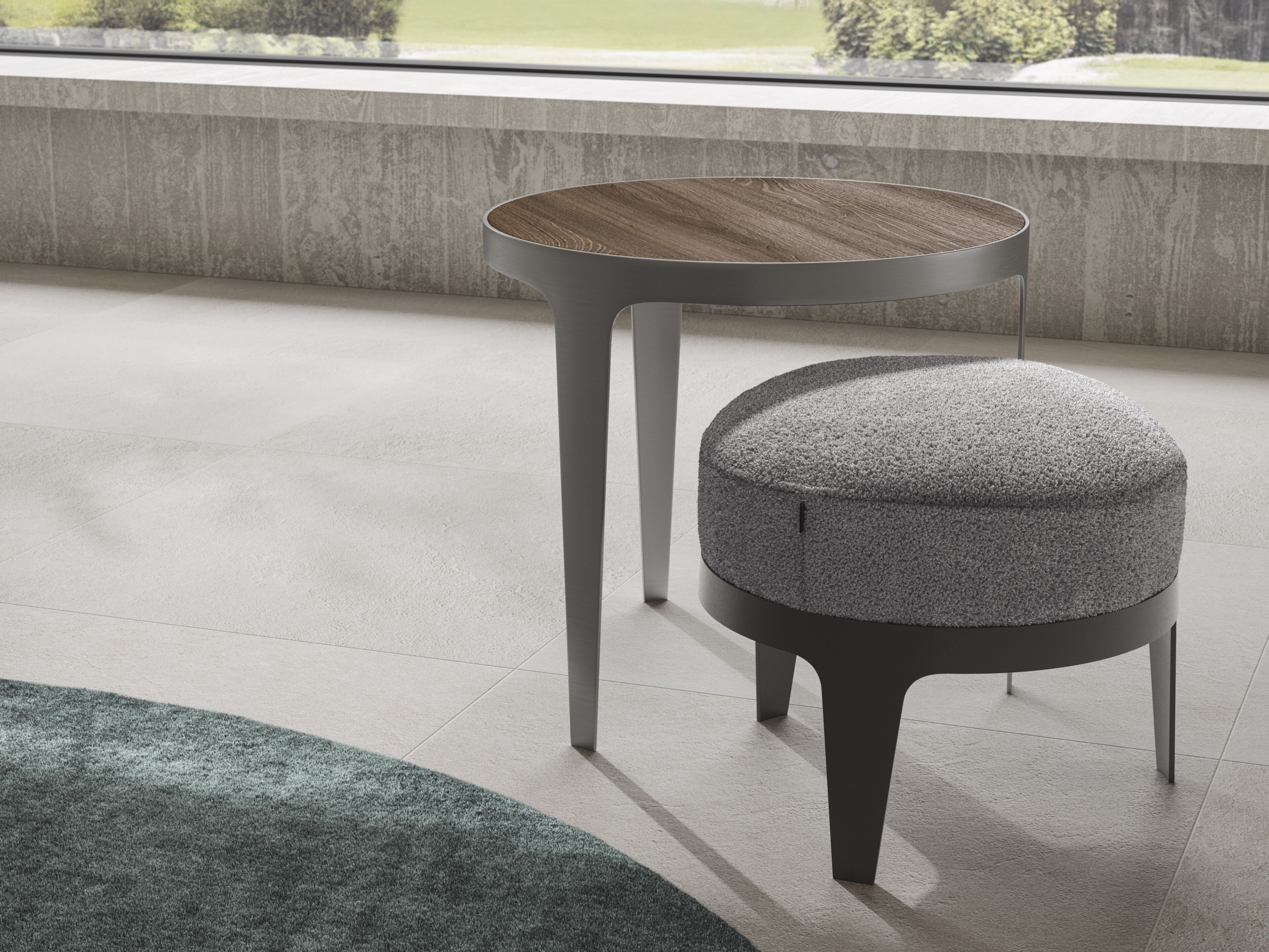 Высокий круглый журнальный столик с деревянной столешницей Natuzzi Italia Herman ARCH-00132149 - Вид №2