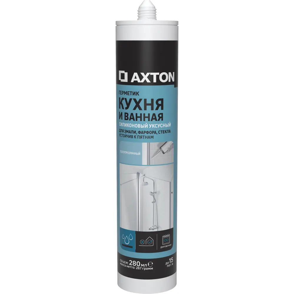 Герметик уксусный для кухни и ванной Axton бесцветный 280 мл STLM-2051301
