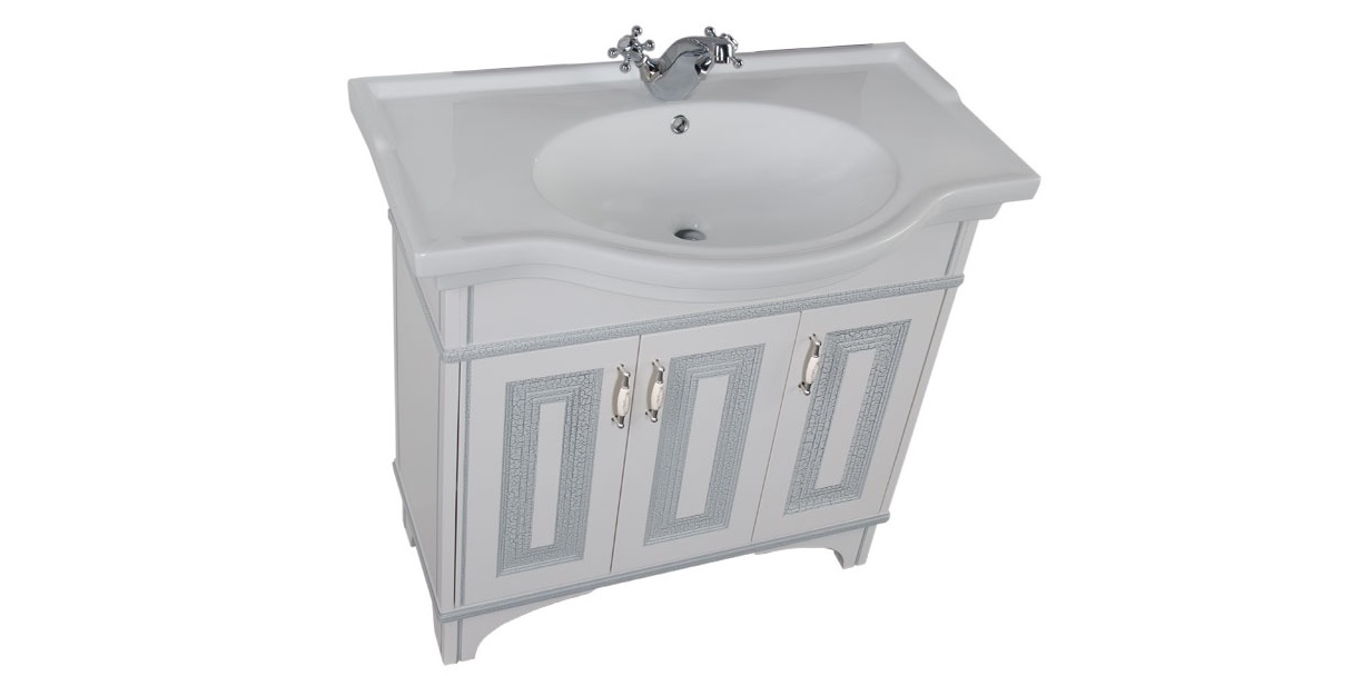 Комплект мебели Aquanet Валенса 90 белый краколет/серебро 00180240 - Вид №3