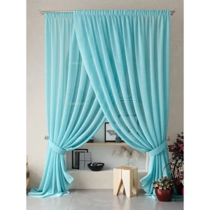 91488153 Тюль на шторной ленте At Home Нариа 300x290 см цвет тиффани STLM-1041867
