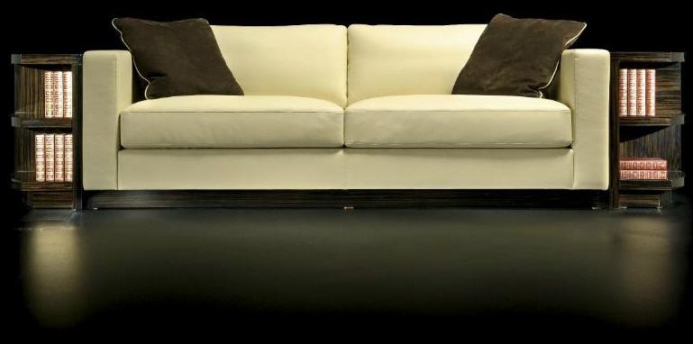 HUGUES CHEVALIER Изогнутый кожаный диван с полкой для журналов Haussmann sun-id-1397634 - Вид №6