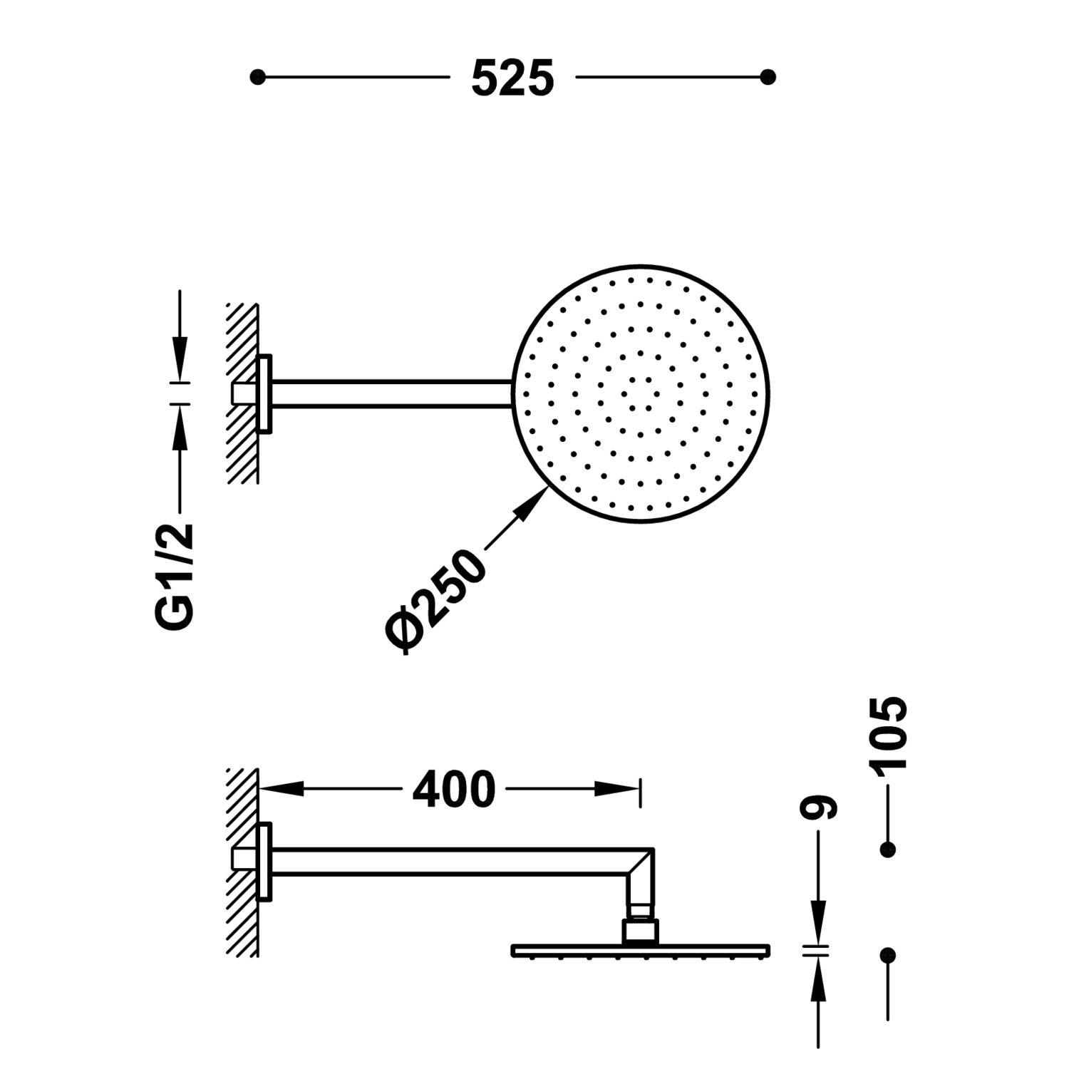 Настенный кронштейн с регулируемой насадкой для душа-134232 TRES Showers - Вид №1