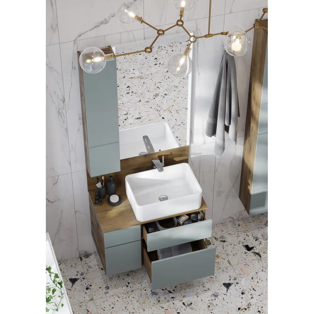 Тумба под раковину подвесная Aquaton «Мишель» 80 см цвет зелено-голубой АКВАТОН STLM-2136670 - Вид №4