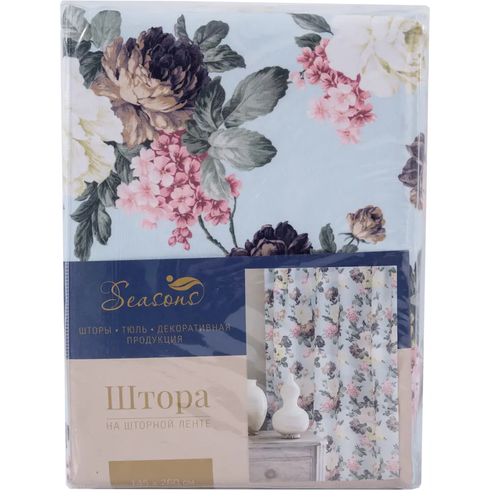 Штора на ленте «Розы» 140х260 см цвет голубой 18709763 STLM-2116780 SEASONS  - Вид №5