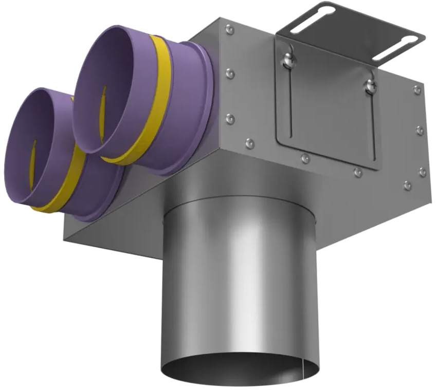 91528946 Пленум потолочный круглый Provent VPS 125/90×2 на 2 выхода STLM-0851733