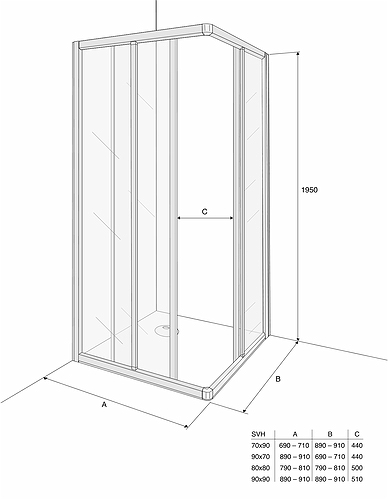606581 Душевая кабина IFO Solid SVH NK, алюминиевый профиль, прозрачное стекло, SVH NK 900 x 900 - Вид №1