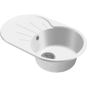 91826417 Мойка для кухни врезная Santrek ROUND SA-R750 45.5x74.6 см без сифона глубина чаши 20 см искусственный камень цвет белый STLM-1457355