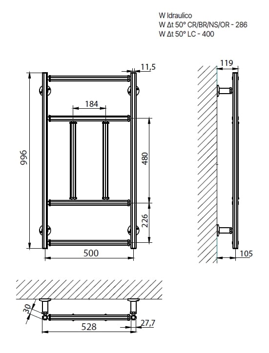 Настенный электрический / горячий водяной полотенцесушитель Gaia Mobili Complements ARCH-00037928 - Вид №3