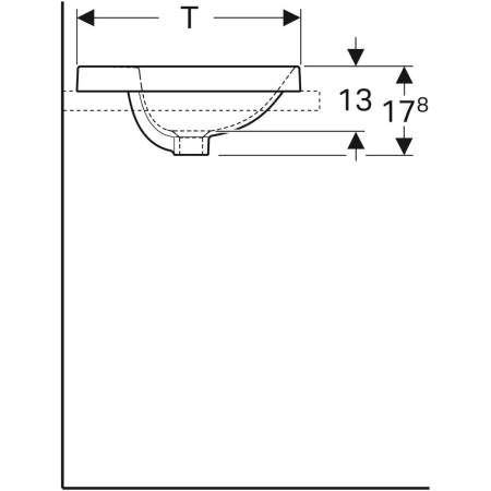 500.714.01.2 Встраиваемая раковина Geberit VariForm овальной формы, с полкой для отверстия под смеситель Geberit  - Вид №4