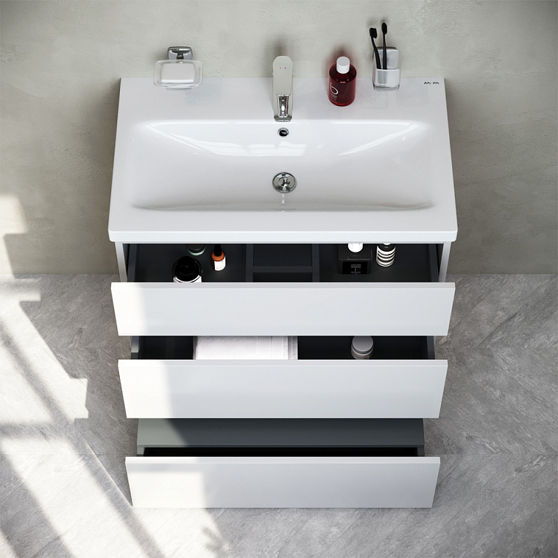 M91FSX0752WG База под раковину напольная 75 см 3 ящика белый глянец AM.PM Gem S  - Вид №1