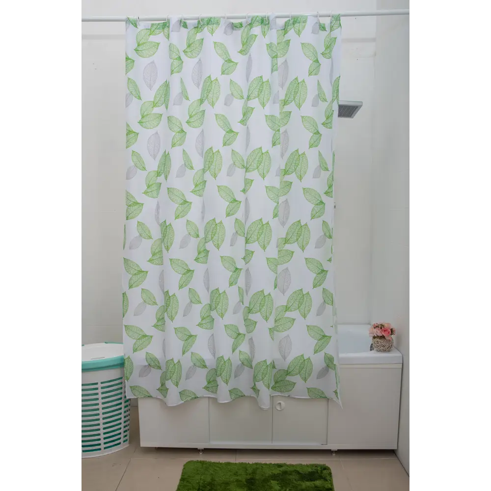 Штора для ванной Primanova Greenery 180x200 см полиэстер цвет зеленый STLM-2001606 - Вид №4