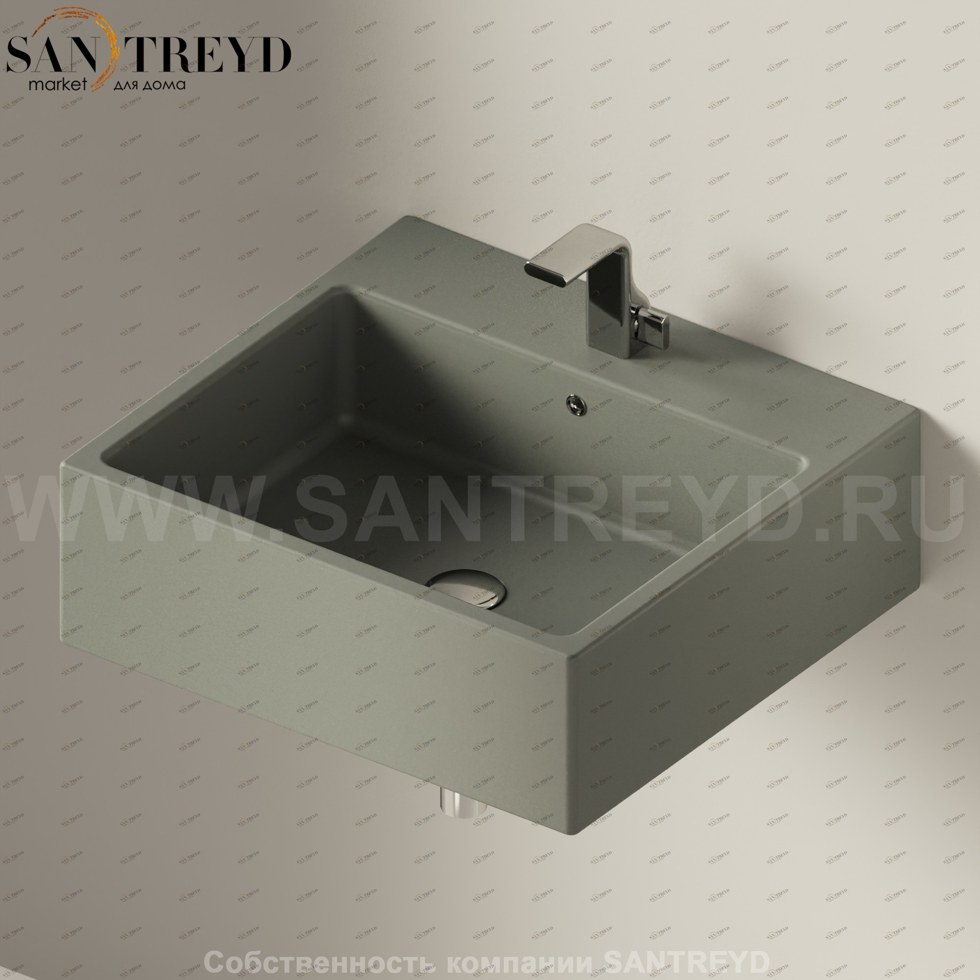 50527037 Подвесная раковина настенная прямоугольная Ceramica Flaminia Acquagrande серая