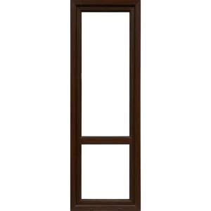 Балконная дверь ПВХ Deceuninck одностворчатое 2100x700 мм (ВхШ) поворотное однокамерный стеклопакет белый/Темный дуб