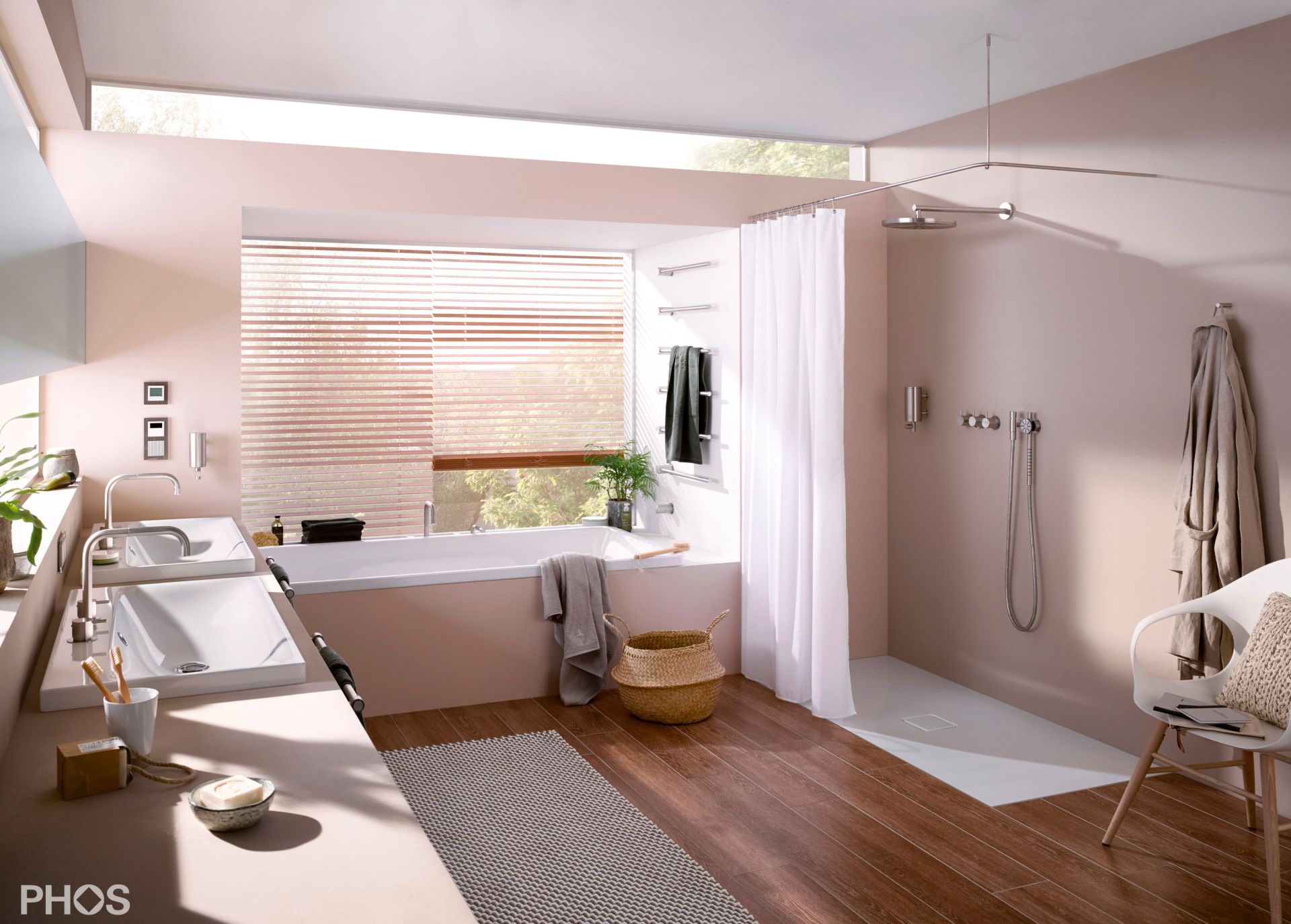 DSE1600-700 Г-образный карниз для душевой занавески, 160 x 70 см, для привинчивания PHOS  - Вид №4