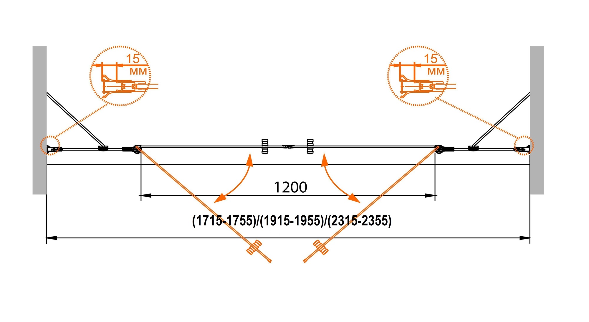 Душевая дверь в нишу CEZARES ROYAL PALACE-A-B-22-240-CP-G - Вид №1