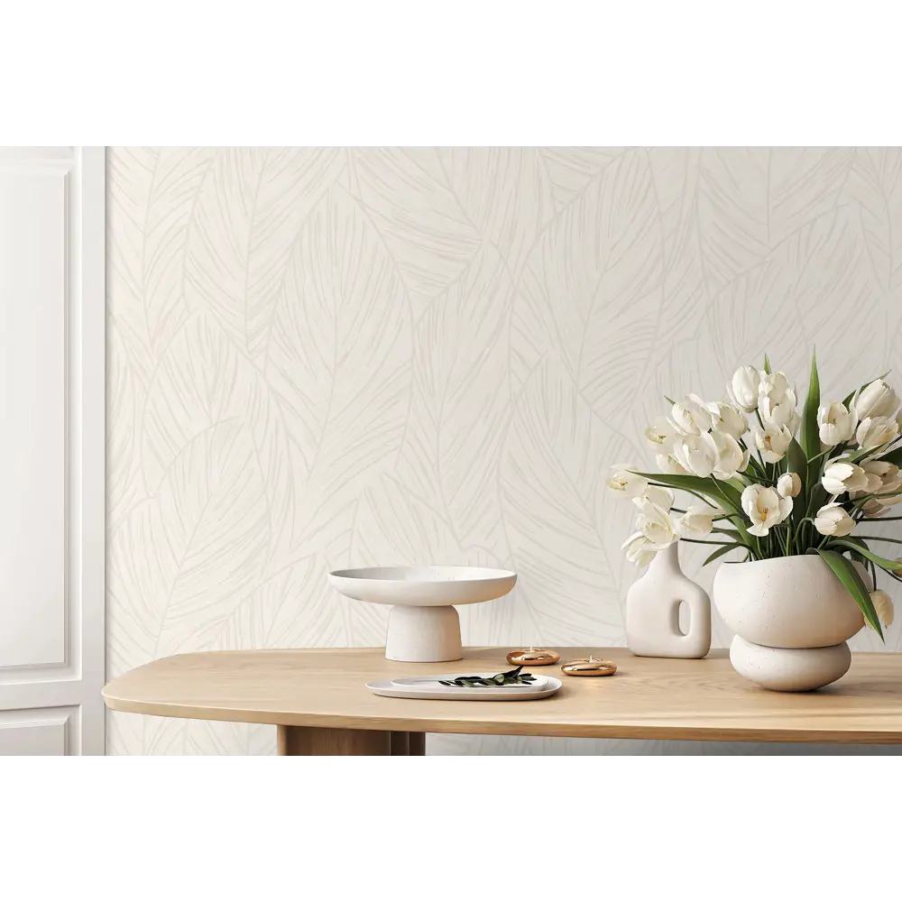 Обои Wallsecret Madeira: бежевые флизелиновые с растительным орнаментом 89398145 STLM-1572080 - Вид №4