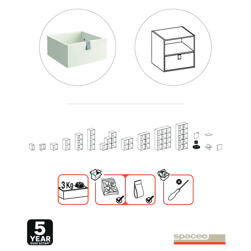 Выдвижной ящик SPACEO KUB для систем хранения - белый 82731887 STLM-0034878 - Вид №8