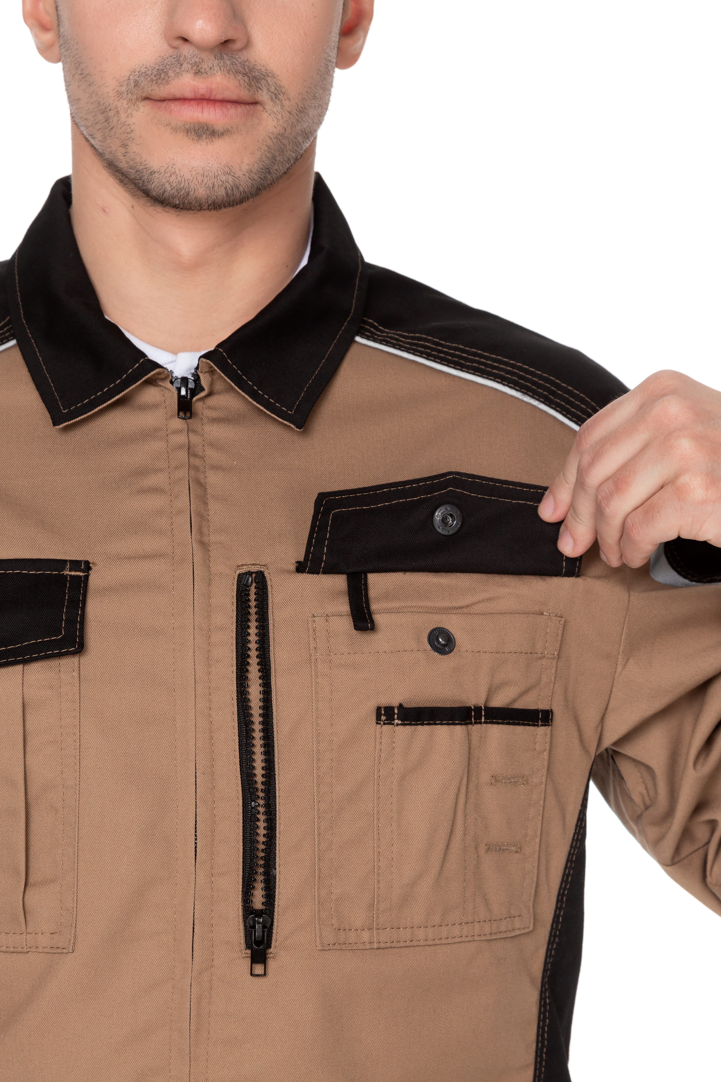 70064 Костюм  NEW бежевый с черным STATUS  Летняя спецодежда  размер 48-50/170-176  - Вид №16