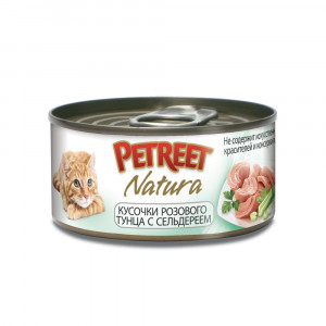 ПР0020187 Корм для кошек кусочки розового тунца с сельдереем конс. 70г PETREET