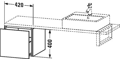 LC582101414 Шкафчик для компактной консоли L-Cube #LC5821 420 x 477 мм Терра, декор Duravit - Вид №1