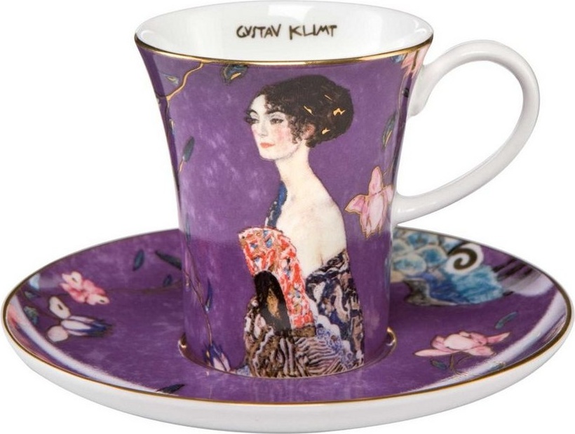 10630699 Goebel Пара кофейная 100мл "Дама с веером " Климт Фарфор 