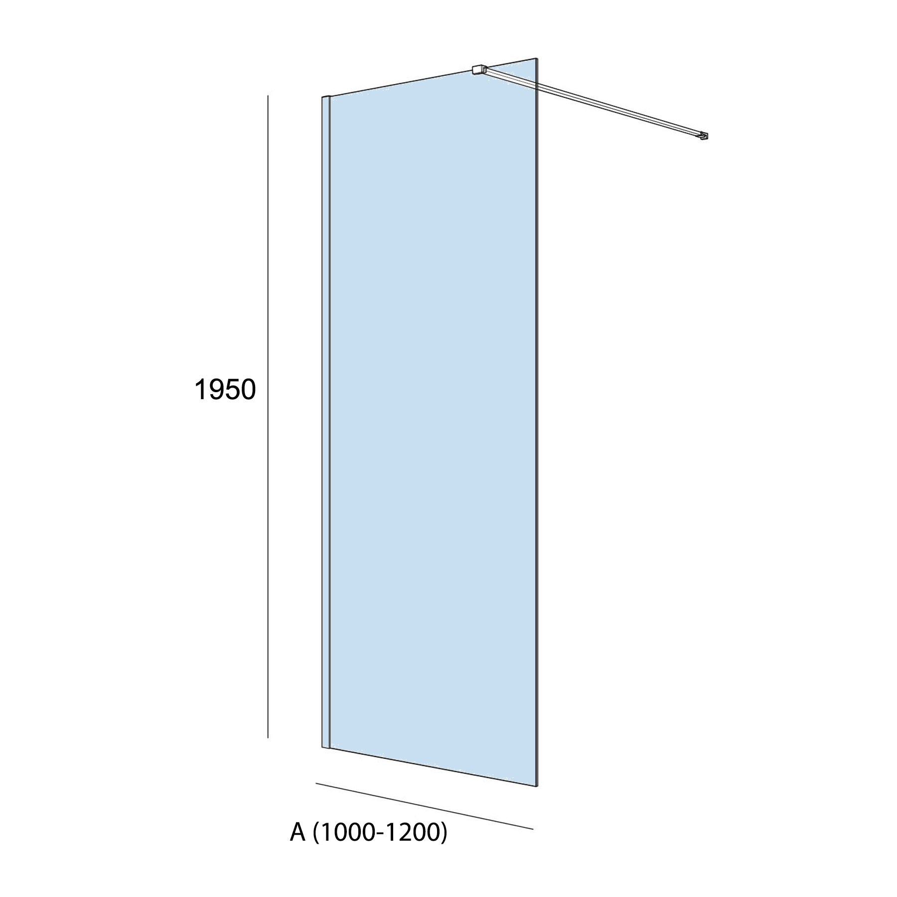 25687 SALGAR Душевая перегородка HEAVEN ступенчатая с антиизвестковым покрытием Deco 61000 - 1200x 1950 мм - Вид №1