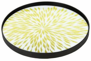 Ethnicraft Круглый поднос из дерева и стекла Gilded layers 20421