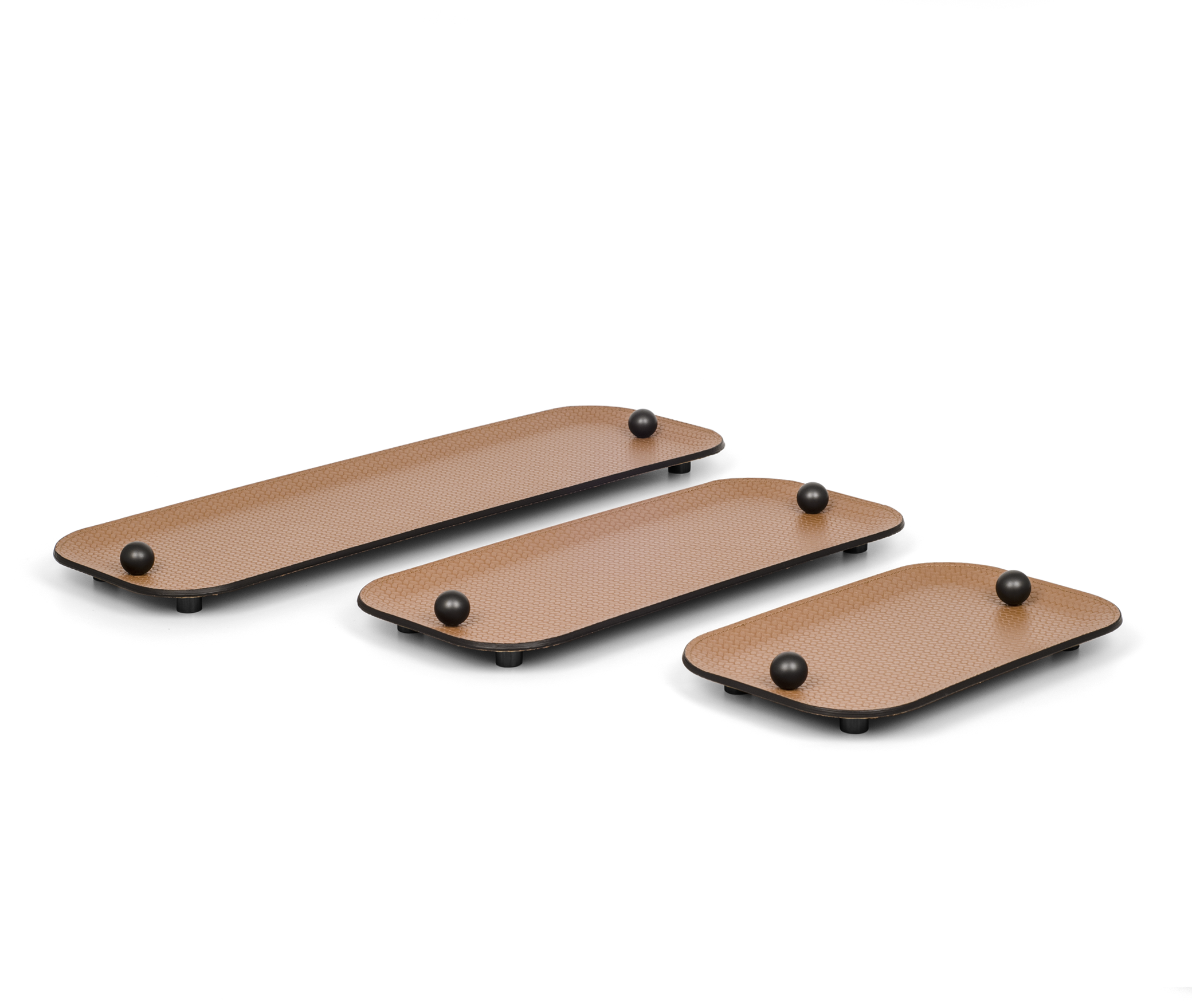 Олимпия Поднос - 25X15 см/металл-хром/зернистая кожа_кремовый Pinetti 00.1630.029.027 - Вид №3