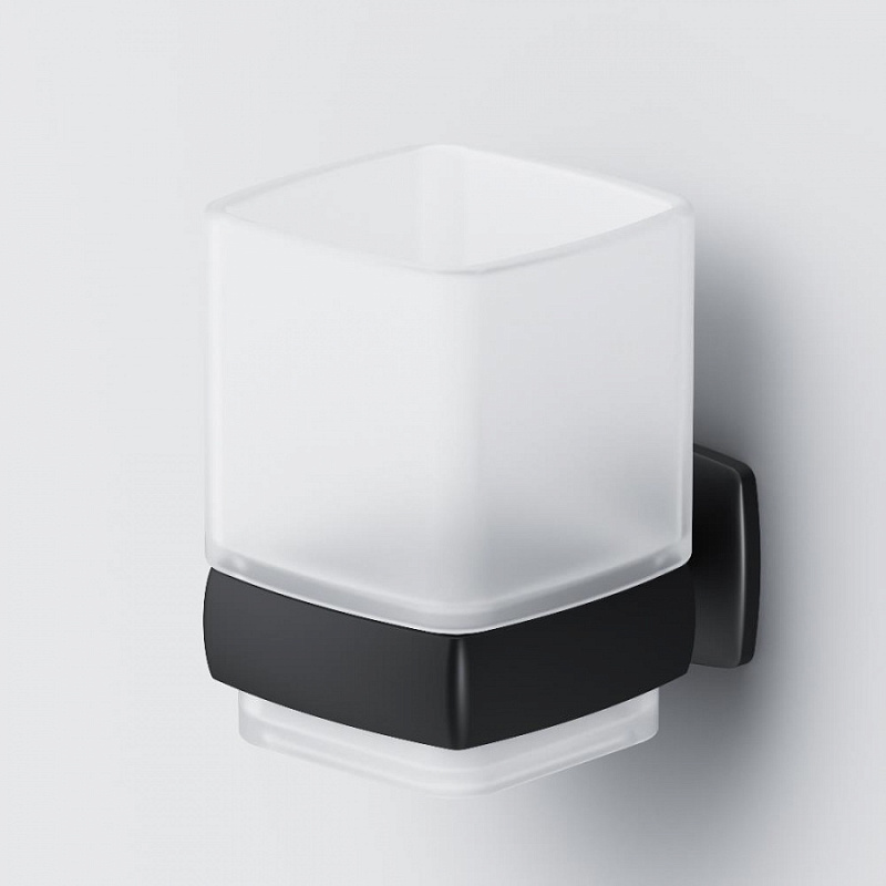 A9034322 Стеклянный стакан с настенным держателем черный AM.PM Gem