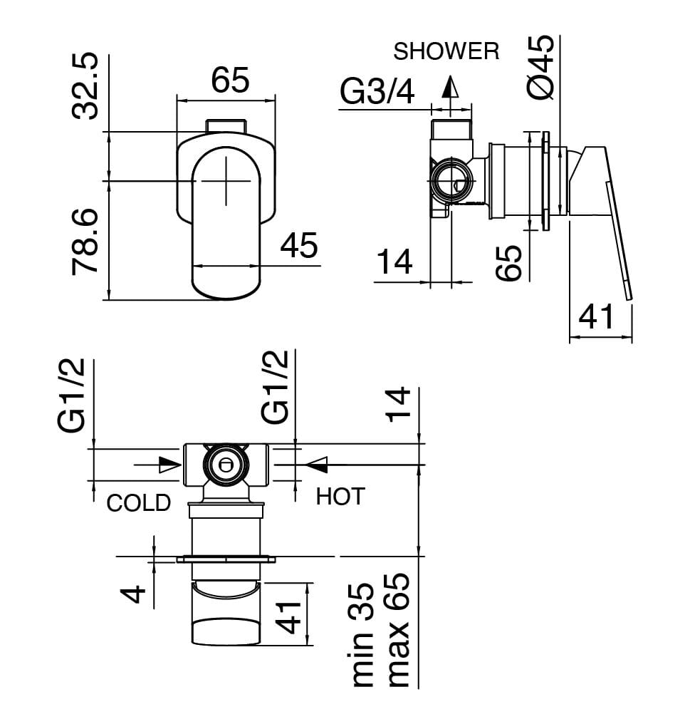 Смеситель для душа с ручным душем Zazzeri Surf ARCH-00044288 - Вид №6