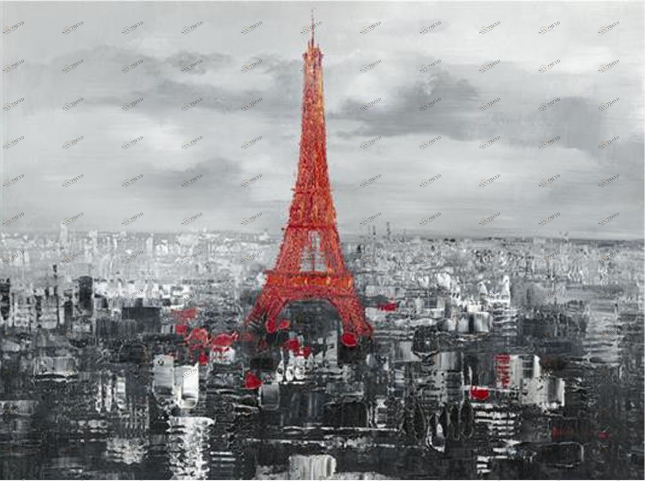 Картина на холсте 90х120 см "Эйфелева башня 1889" EVENHOME КАРТИНЫ МАСЛОМ 129786 Красный;серый;черный;разноцветный 