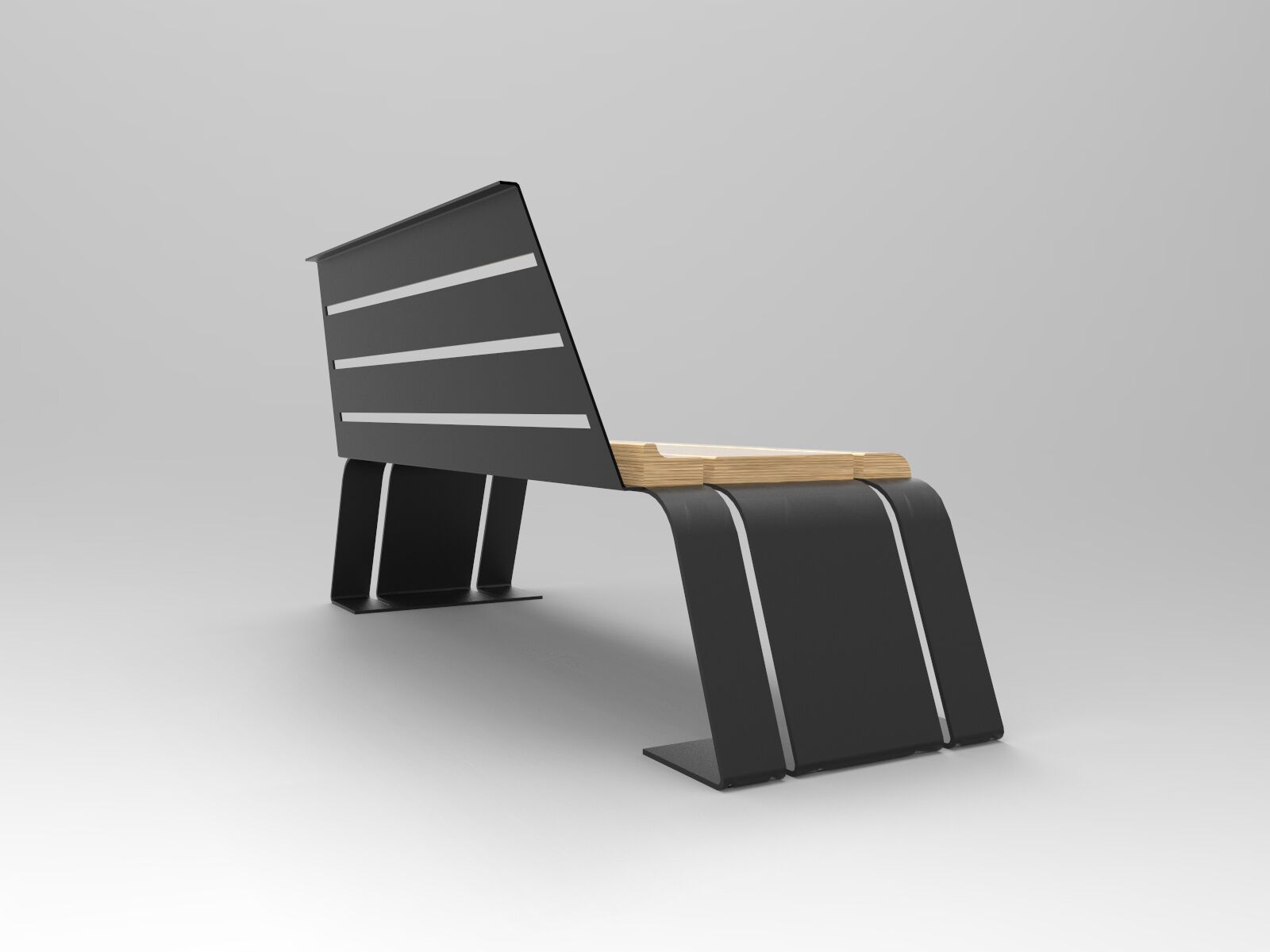 Стальная и деревянная скамья со спинкой CITYSì Ash ARCH-00139487 - Вид №2