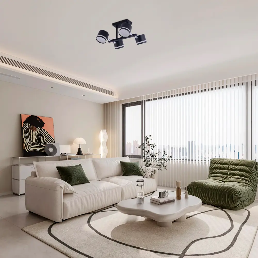 Люстра на штанге Talco 4 лампы 10 м² цвет черный SCHAFFNER STLM-2015693 - Вид №9