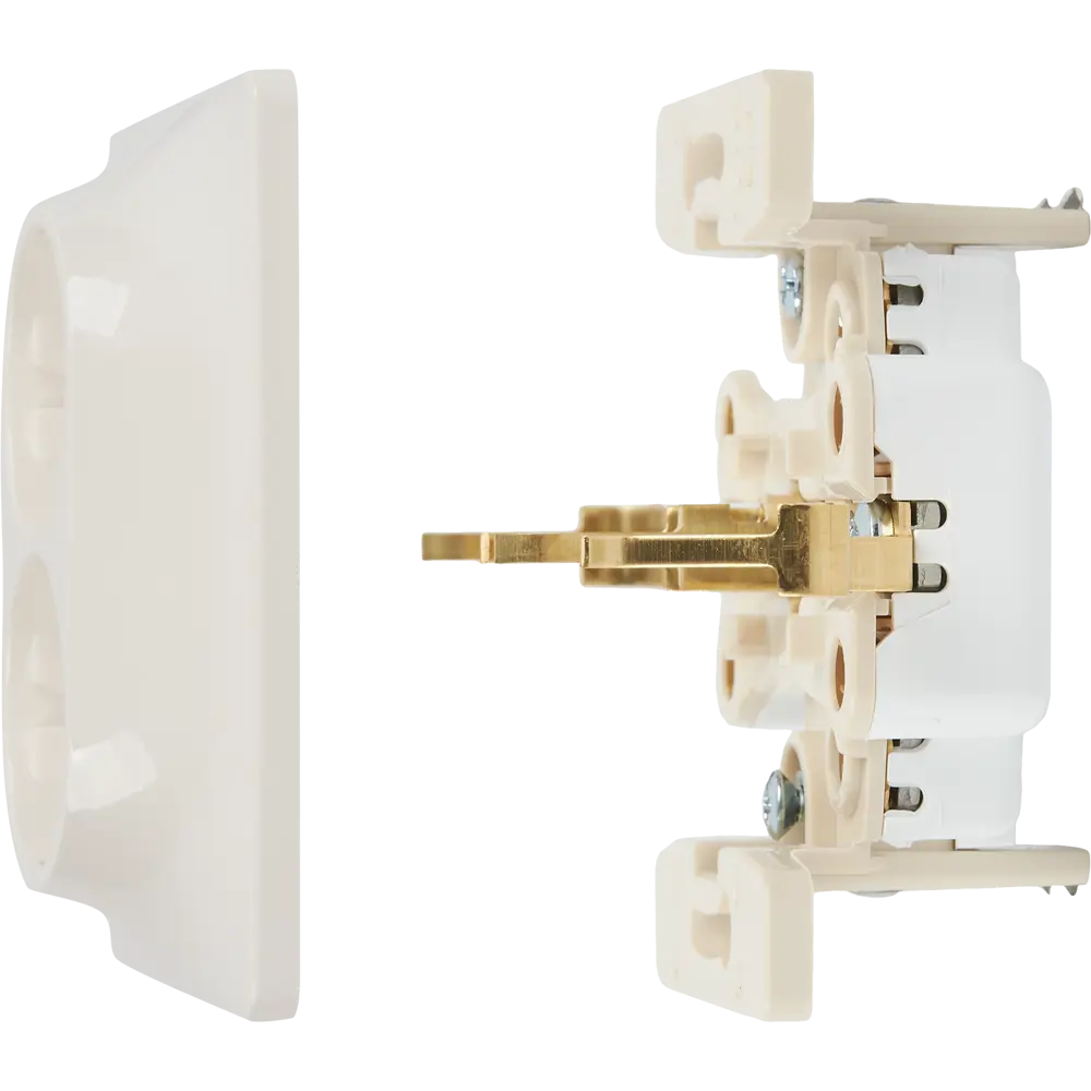 Розетка двойная встраиваемая Schneider Electric Glossa с заземлением цвет молочный SYSTEME ELECTRIC STLM-2054618 - Вид №4