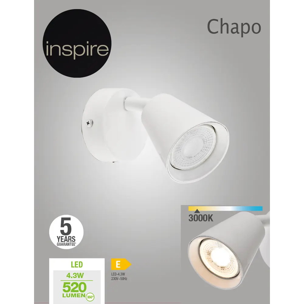 Спот поворотный светодиодный Inspire Chapo 1.5 м² теплый белый свет 85030345 STLM-2086817  - Вид №4
