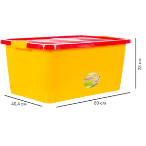 Ящик для игрушек 60x40.4x45 см 44 л пластик с крышкой цвет жёлто-красный