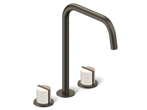 Смеситель для раковины из хромированной латуни с 3 отверстиями и поворотным горлышком