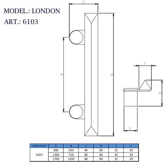 Pasini Ручка из нержавеющей стали  6103  - Вид №1
