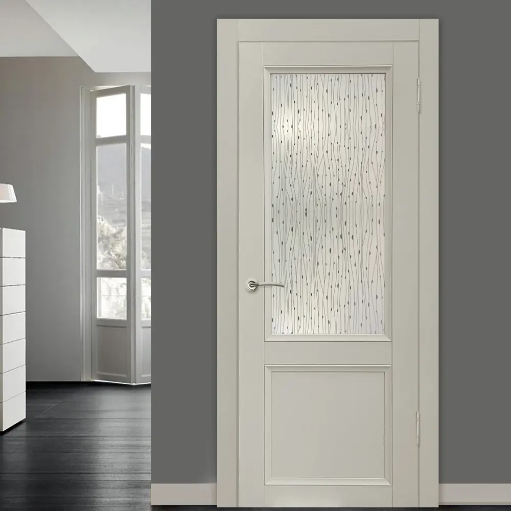 Комплект двери Рондо со стеклом 80x200 см Hardflex цвет серый жемчуг с добором 100 мм МАРИО РИОЛИ STLM-2190163 - Вид №1