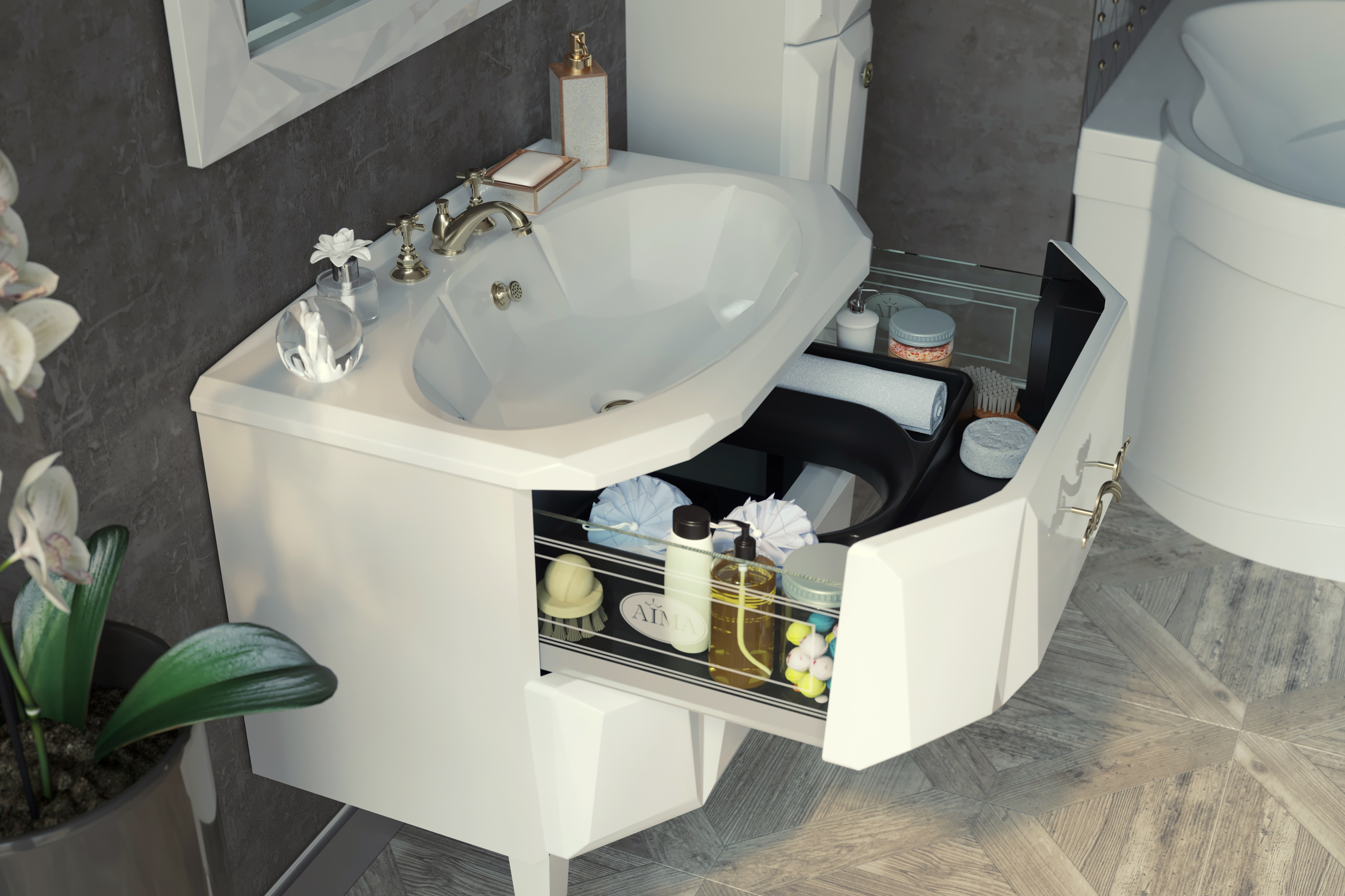 У40385 Тумба с раковиной Brilliant 80, 2я, White 1 Marka Brilliant  - Вид №2