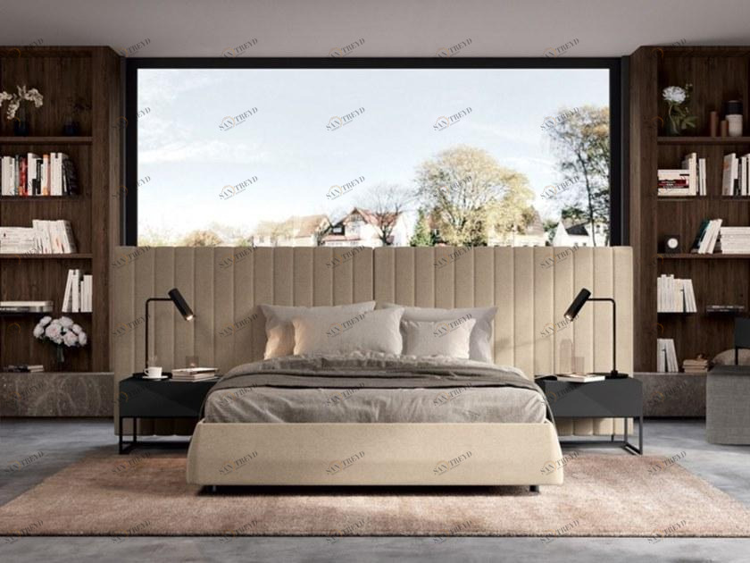 Febal Casa Кровать из мягкой ткани с высоким изголовьем sun-id-1378352