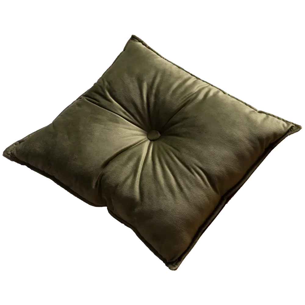 Подушка с пуговицей Бархат 43x43 см цвет зеленый LINEN WAY STLM-2119626 - Вид №1