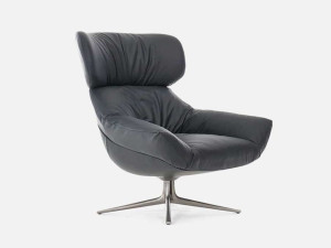 Кожаное вращающееся кресло с подлокотниками