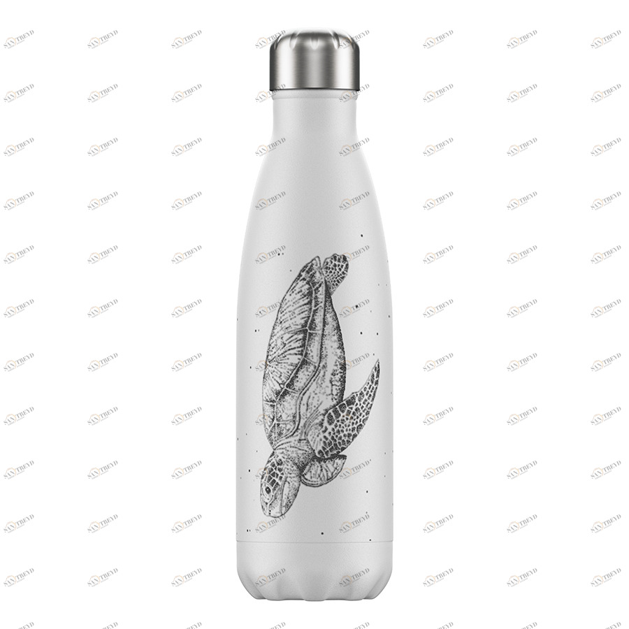 Термос 500 мл черно-белый Sea Life Turtle CHILLY'S BOTTLES ДИЗАЙНЕРСКИЕ 00-3948026 Белый;черный 
